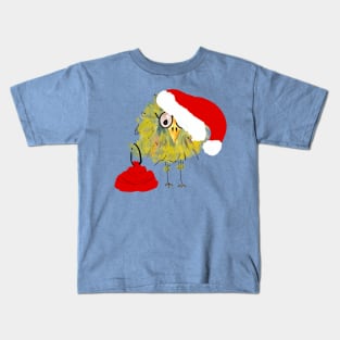 Funny Bird in Santa Hat with Gift Sack! Kids T-Shirt